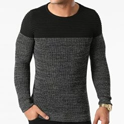 Grosses soldes 🤩 Pull Bicolore 0056 Gris Anthracite Noir de LBO 🔥