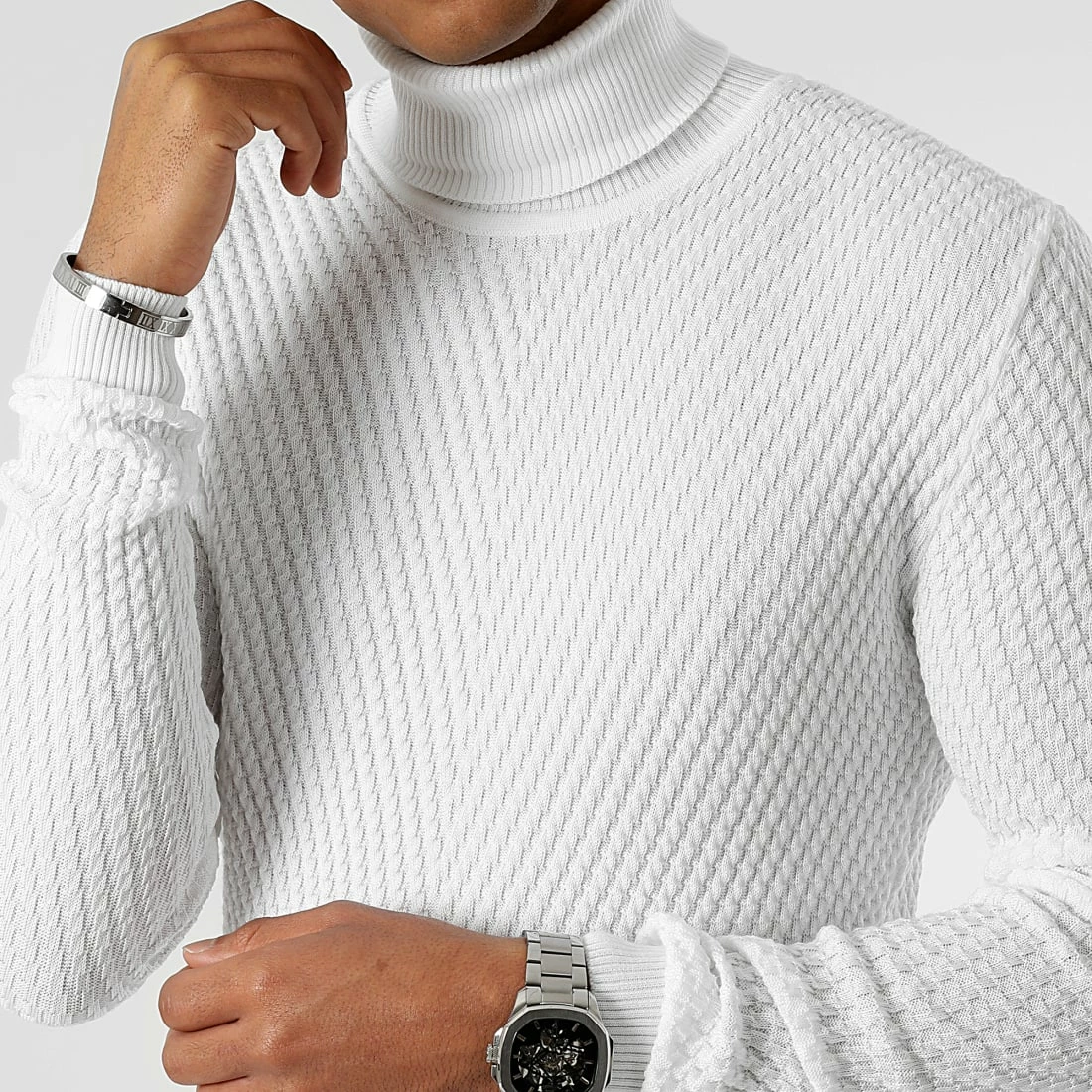 Coupon ❤️ Pull Col Roulé Texturé 0059 Blanc de LBO 🎉 3 Coupon ❤️ Pull Col Roulé Texturé 0059 Blanc de LBO 🎉