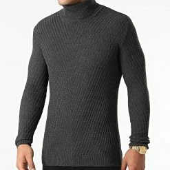 Top 10 🤩 Pull Col Roulé Texturé 0061 Gris Anthracite de LBO 😉