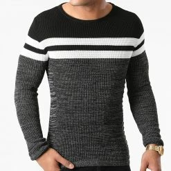 Meilleure vente 👍 Pull Tricolore 0076 Noir Blanc Gris de LBO 🧨