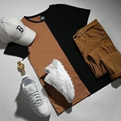 Nouveau ✨ Tee 👚 Shirt Bicolore 1637 Noir Camel de LBO 😍 -France LBO Soldes Boutique lbo 266839 FAB SHALBO 1637 20210623T091619 05