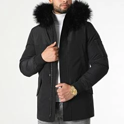 Meilleur prix 💯 Parka Tech Premium Avec Fourrure Noire 0016 Noir de LBO 👍