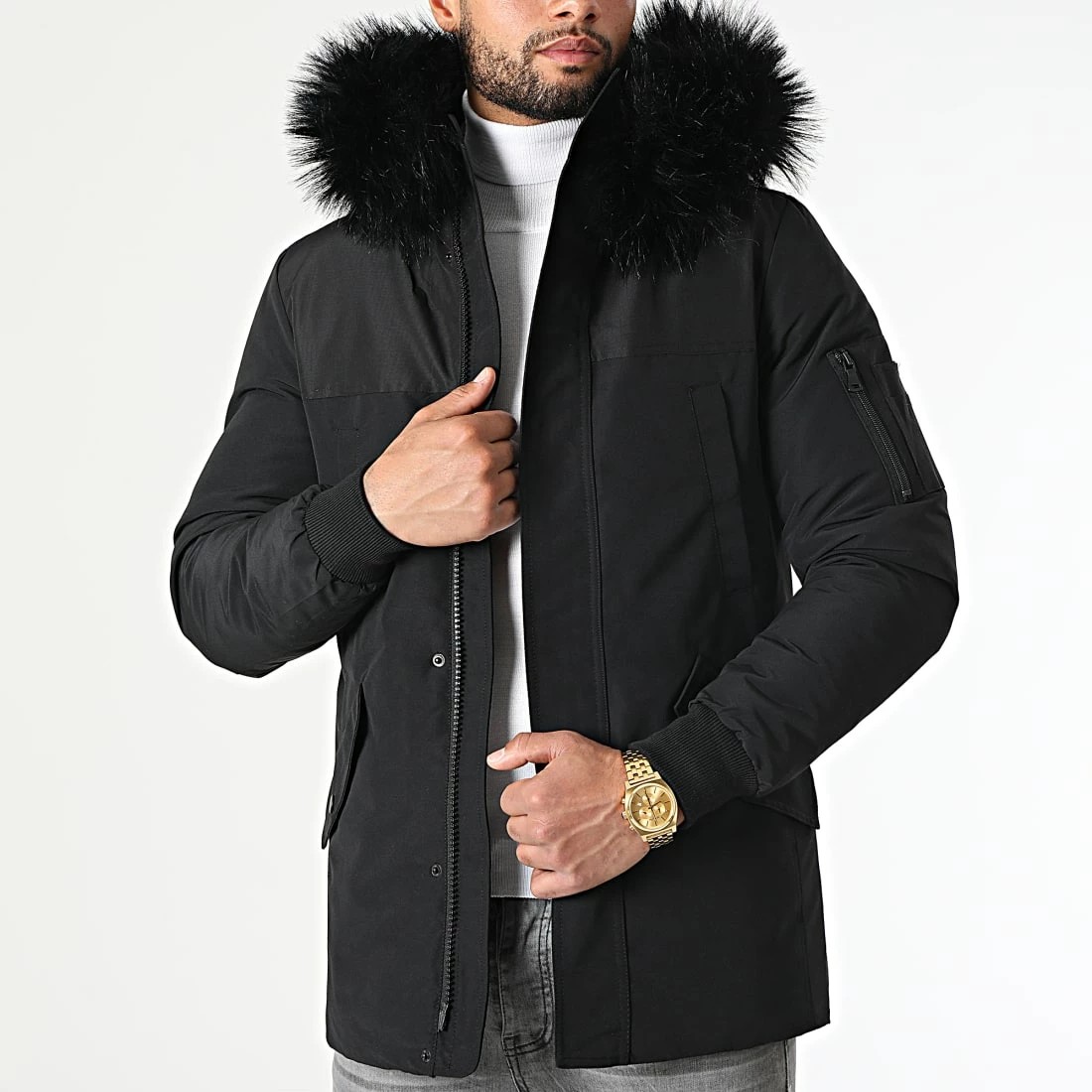 Meilleur prix 💯 Parka Tech Premium Avec Fourrure Noire 0016 Noir de LBO 👍 3 Meilleur prix 💯 Parka Tech Premium Avec Fourrure Noire 0016 Noir de LBO 👍