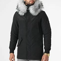 De gros ✔️ Parka Tech Premium Avec Fourrure Grise 0025 Noir de LBO ✨ -France LBO Soldes Boutique lbo 266919 FAB LBO 1070510 0025 20211112T135213 03