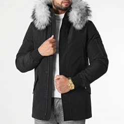 De gros ✔️ Parka Tech Premium Avec Fourrure Grise 0025 Noir de LBO ✨