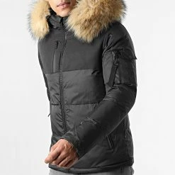 Nouveau 🎁 Doudoune Capuche Tech Puffer Avec Fourrure Beige 0018 Noir de LBO 🎉 -France LBO Soldes Boutique lbo 269119 FAB LBO 1070510 0018 20211112T143647 04