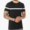 Meilleure vente ❤️ Tee 👕 Shirt Bicolore Avec Bande 1766 Noir Speckle de LBO 💯 -France LBO Soldes Boutique lbo 269491 FAB SHALBO 1766 20210715T150813 01