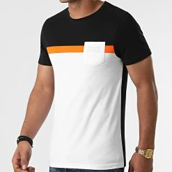 Sortie 🌟 Tee 👕 Shirt Poche Tricolore 1853 Noir Blanc Orange de LBO 🌟