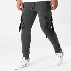 Vente flash ✨ Pantalon Jogging Cargo 1772 Gris Anthracite Chiné de LBO ⭐