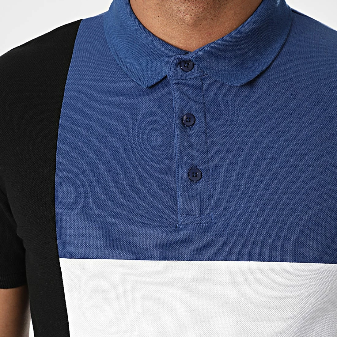 Le moins cher 😍 Polo Manches Courtes Tricolore 1780 Noir Blanc Bleu de LBO 👏 4 Le moins cher 😍 Polo Manches Courtes Tricolore 1780 Noir Blanc Bleu de LBO 👏 – Image 2