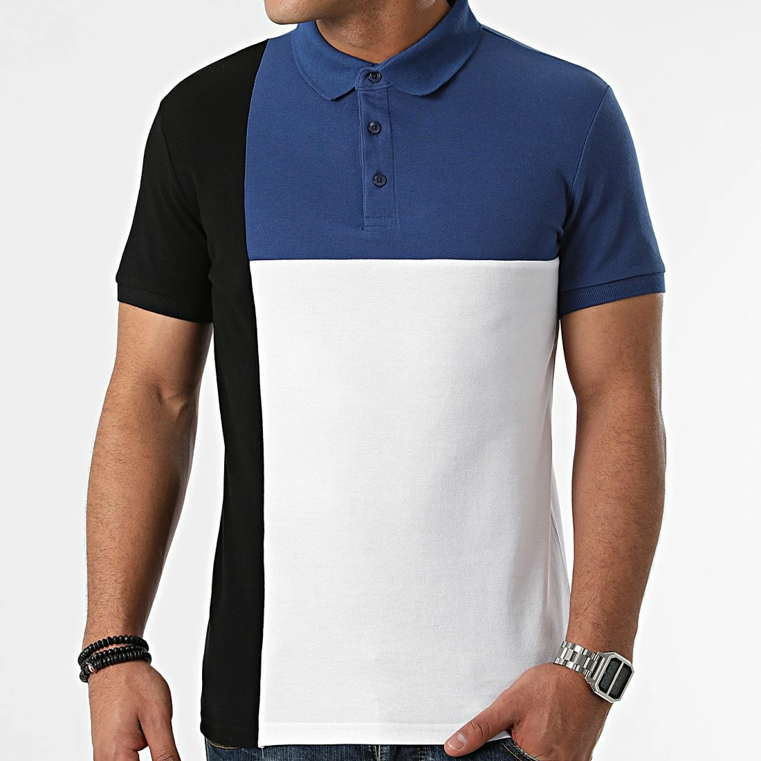 Le moins cher 😍 Polo Manches Courtes Tricolore 1780 Noir Blanc Bleu de LBO 👏 3 Le moins cher 😍 Polo Manches Courtes Tricolore 1780 Noir Blanc Bleu de LBO 👏