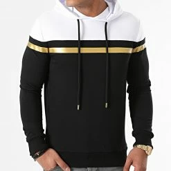 Les meilleures critiques de 🤩 Sweat Capuche Tricolore Bande Gold 1573 Noir Blanc de LBO 😉