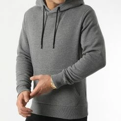 Coupon ✨ Sweat Capuche Uni 91 Gris Anthracite Chiné de LBO ❤️