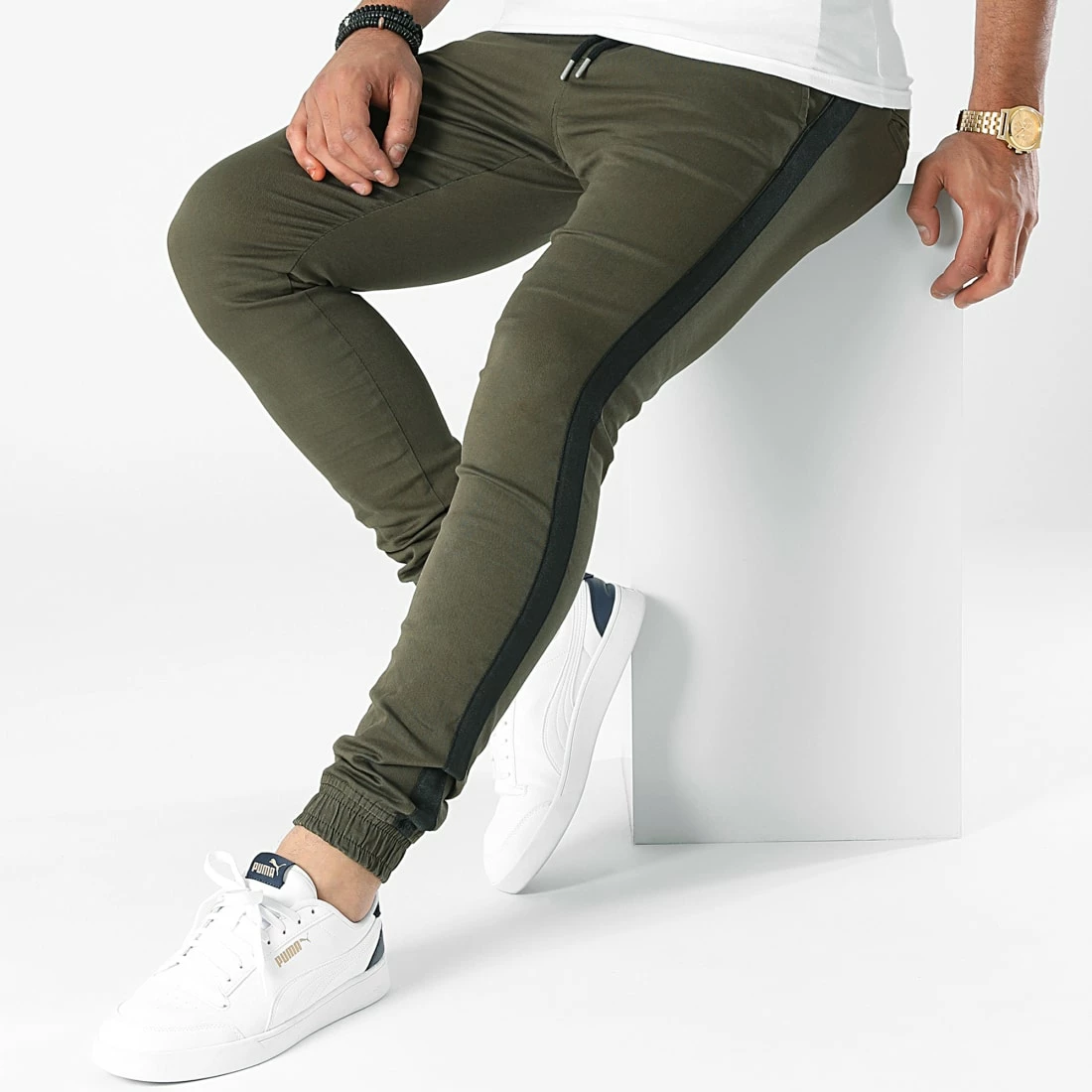 Meilleure affaire 🔔 Jogger Pant Super Skinny A Bandes 1912 Vert Kaki de LBO ✨ 5 Meilleure affaire 🔔 Jogger Pant Super Skinny A Bandes 1912 Vert Kaki de LBO ✨ – Image 3