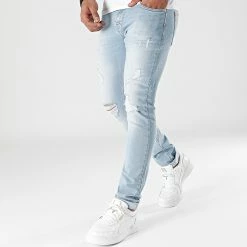 Meilleure vente 🌟 Jean Slim Fit Avec Déchirures 1869 Bleu Wash de LBO 🎉 -France LBO Soldes Boutique lbo 277038 FAB SHALBO 1869 20210910T153405 03