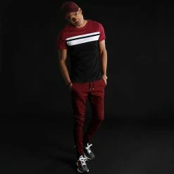 Budget ✨ Tee 👚 Shirt Tricolore Avec Bandes 1965 Noir Bordeaux Blanc de LBO ⭐ -France LBO Soldes Boutique lbo 281252 FAB SHALBO 1965 20211006T160600 04