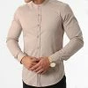 Le moins cher 😉 Chemise Manches Longues Col Mao Slim Fit 1996 Beige de LBO 😍 -France LBO Soldes Boutique lbo 283218 FAB SHALBO 1996 20211015T160110 01