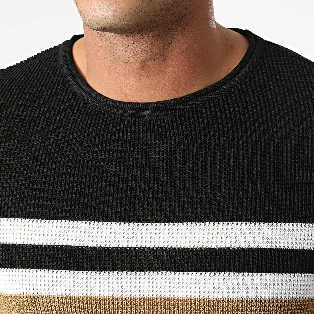 Meilleure vente 💯 Pull Tricolore 0104 Noir Blanc Camel de LBO 🧨 4 Meilleure vente 💯 Pull Tricolore 0104 Noir Blanc Camel de LBO 🧨 – Image 2