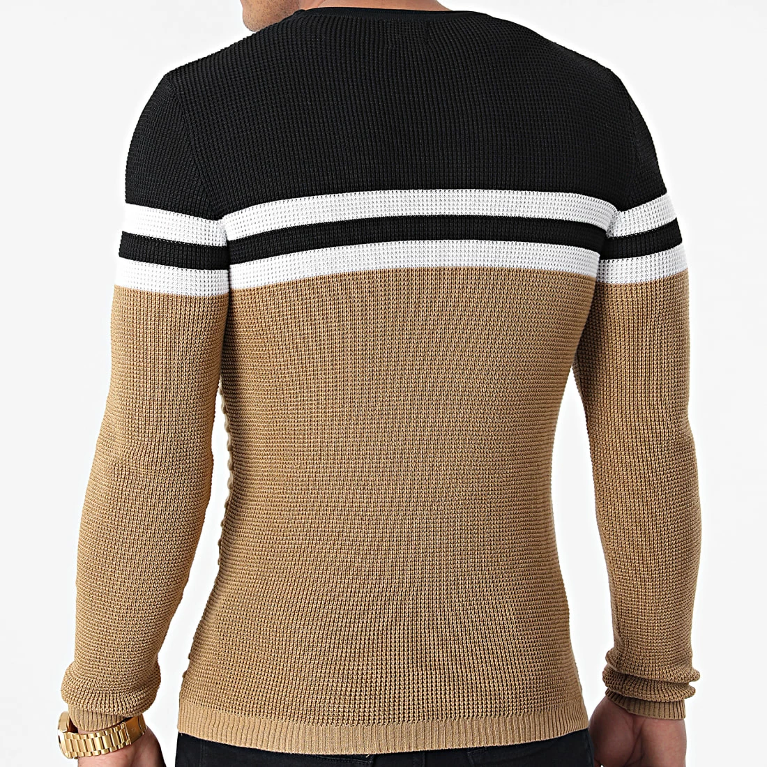 Meilleure vente 💯 Pull Tricolore 0104 Noir Blanc Camel de LBO 🧨 5 Meilleure vente 💯 Pull Tricolore 0104 Noir Blanc Camel de LBO 🧨 – Image 3