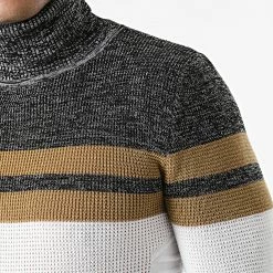 Tout neuf 👏 Pull Col Roulé Tricolore 0107 Noir Chiné Camel Blanc de LBO 🎉 -France LBO Soldes Boutique lbo 283865 FAB LBO 1070546 0107 20211108T142306 02