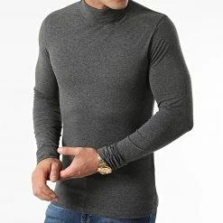 De gros 🎁 Lot De 2 Tee 👚 Shirts Col Roulé Manches Longues 2083 Noir Gris Anthracite Chiné de LBO 👏 -France LBO Soldes Boutique lbo 284915 FAB SHALBO 2083 20211108T142327 03