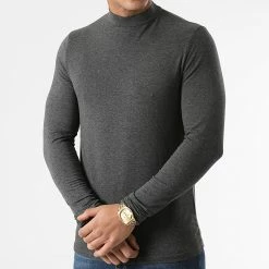 Remise 🌟 Lot De 2 Tee 👕 Shirts Col Cheminée Manches Longues Unis 2084 Noir Anthracite de LBO 😉 -France LBO Soldes Boutique lbo 284919 FAB SHALBO 2084 20211117T083351 06