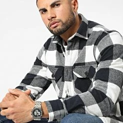 Budget 😀 Surchemise A Carreaux 0110 Bleu Marine Blanc de LBO 😀 -France LBO Soldes Boutique lbo 287190 FAB LBO 1070546 0110 20220114T124307 01