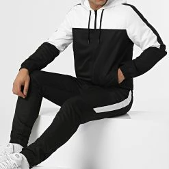 Offres 🔥 Ensemble De Survetement Bicolore Avec Bandes 0056 Noir Blanc de LBO 🤩