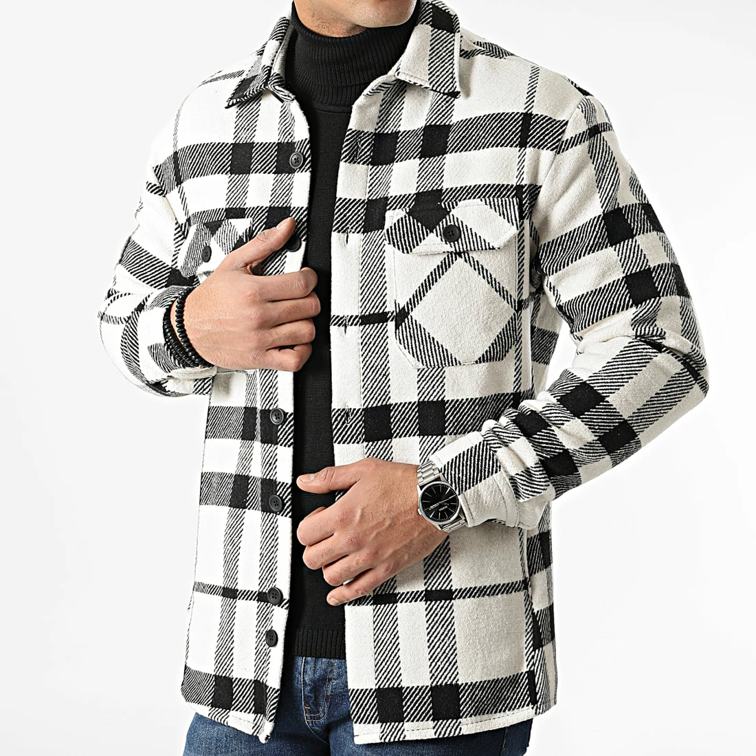 Promo 🤩 Surchemise A Carreaux 2155 Noir Blanc de LBO 💯 3 Promo 🤩 Surchemise A Carreaux 2155 Noir Blanc de LBO 💯