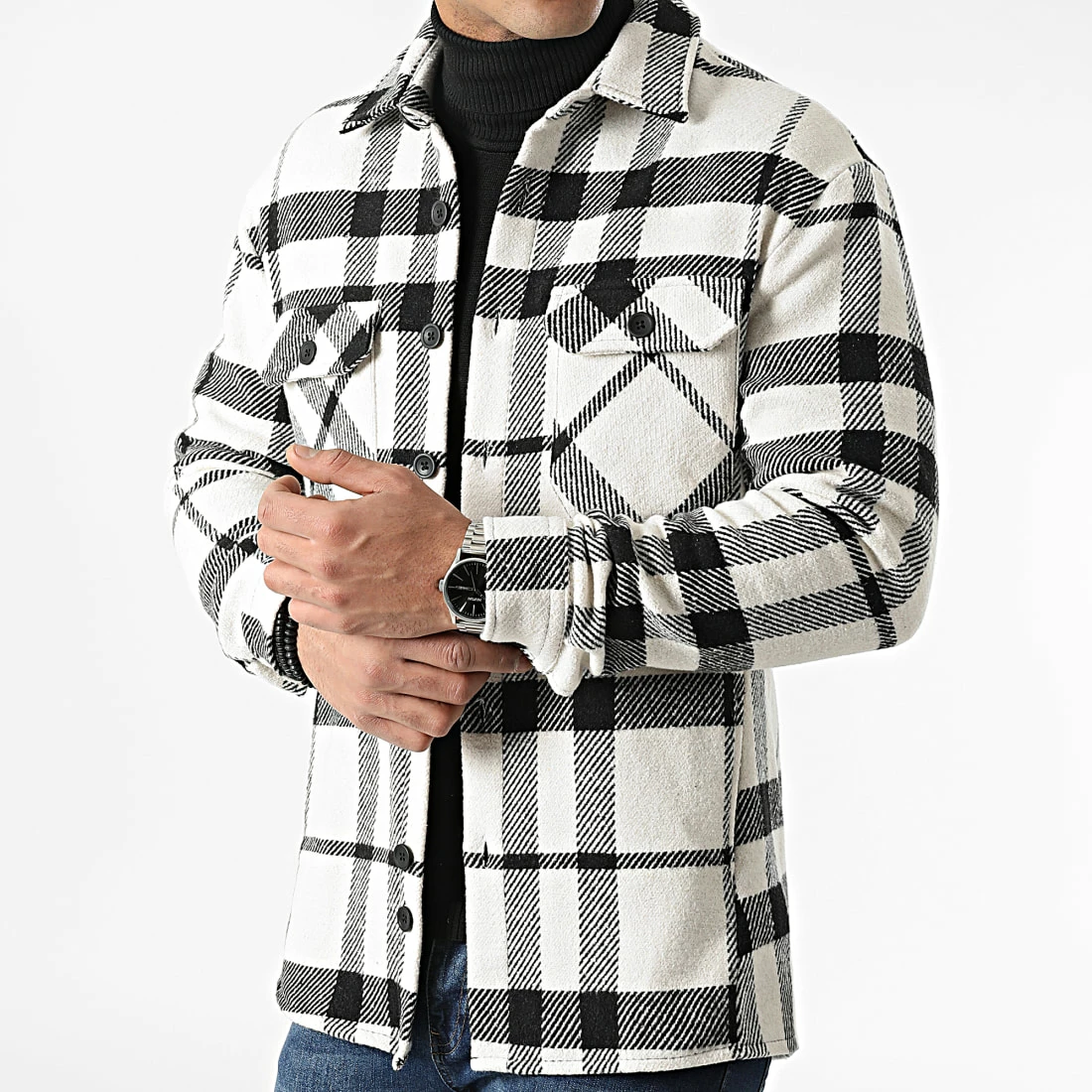 Promo 🤩 Surchemise A Carreaux 2155 Noir Blanc de LBO 💯 5 Promo 🤩 Surchemise A Carreaux 2155 Noir Blanc de LBO 💯 – Image 3