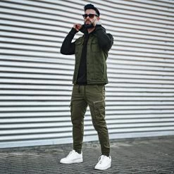 Remise ✨ Veste Jean A Capuche 2052 Noir Denim Vert Kaki de LBO 🎁 -France LBO Soldes Boutique lbo 292346 FAB SHALBO 2052 20220204T073703 05