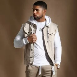 Bon marché 🎉 Veste Jean A Capuche 2055 Blanc Denim Beige de LBO ⭐ -France LBO Soldes Boutique lbo 292347 FAB SHALBO 2055 20220204T090545 06