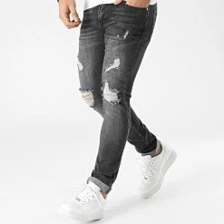 Meilleure vente 💯 Jean Slim Fit Avec Déchirures 2078 Gris Denim Foncé de LBO 💯 -France LBO Soldes Boutique lbo 292567 FAB SHALBO 2078 20220121T150619 01