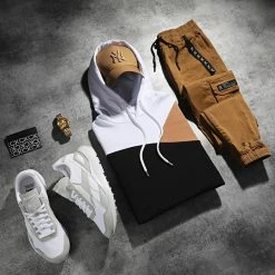 Top 10 ❤️ Sweat Capuche Tricolore 2224 Noir Blanc Camel de LBO 🔔 -France LBO Soldes Boutique lbo 292573 FAB SHALBO 2224 20220315T135149 05