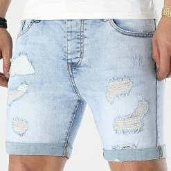 Grosses soldes ⭐ Short Jean Avec Dechirures 0020 Bleu Clair de LBO 😀 -France LBO Soldes Boutique lbo 293676 FAB LBO 1070318 0020 20220318T152314 03