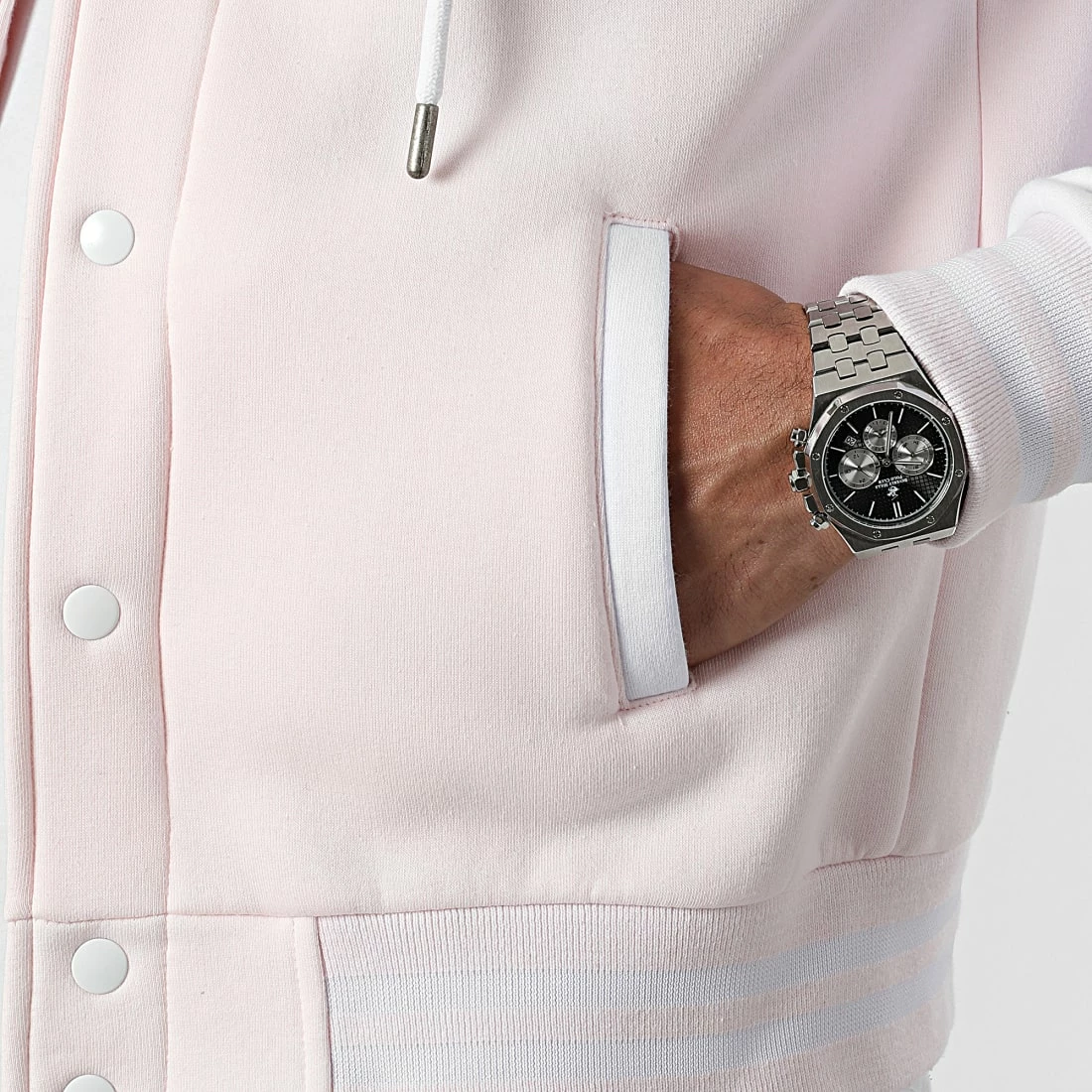 Meilleure vente 😀 Veste Teddy A Capuche 2320 Rose Pale Blanc de LBO ⭐ 4 Meilleure vente 😀 Veste Teddy A Capuche 2320 Rose Pale Blanc de LBO ⭐ – Image 2