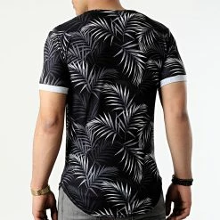 Grosses soldes 🎁 Tee 👚 Shirt Oversize Imprimé Avec Revers 2143 Tropical Noir de LBO 😀 -France LBO Soldes Boutique lbo 300137 FAB SHALBO 2143 20220325T121306 03