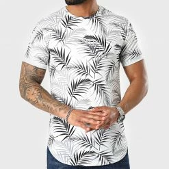 De gros 😀 Tee 👕 Shirt Oversize Imprimé Avec Revers 2144 Tropical Blanc de LBO 🛒