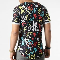 Grosses soldes 👍 Tee 👕 Shirt Oversize Imprimé Avec Revers 2170 Graffiti Noir de LBO 🎁 -France LBO Soldes Boutique lbo 300181 FAB SHALBO 2170 20220325T121328 03