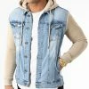 Meilleure affaire 🔔 Veste Jean A Capuche 2259 Bleu Denim Beige de LBO 😀