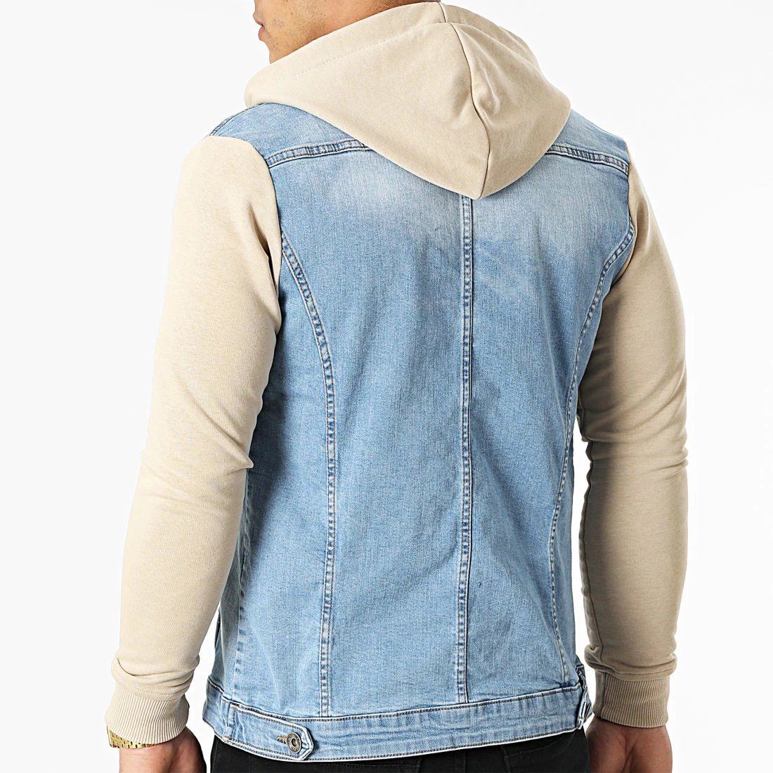Meilleure affaire 🔔 Veste Jean A Capuche 2259 Bleu Denim Beige de LBO 😀 6 Meilleure affaire 🔔 Veste Jean A Capuche 2259 Bleu Denim Beige de LBO 😀 – Image 4