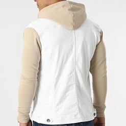 Meilleur prix 🎉 Veste Jean A Capuche 2260 Beige Denim Blanc de LBO 🎁 -France LBO Soldes Boutique lbo 301210 FAB SHALBO 2260 20220411T154518 04