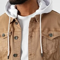Remise 🎉 Veste Jean A Capuche 2263 Camel Denim Blanc de LBO 🔥 -France LBO Soldes Boutique lbo 301214 FAB SHALBO 2263 20220426T155330 02