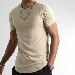 Vente flash 👍 Tee 👚 Shirt Oversize A Bandes 2351 Beige de LBO 🌟