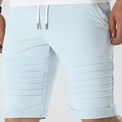 Remise ⌛ Short Jogging Avec Empiecements 2276 Bleu Ciel de LBO 😍