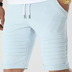 Remise ⌛ Short Jogging Avec Empiecements 2276 Bleu Ciel de LBO 😍 -France LBO Soldes Boutique lbo 303183 FAB SHALBO 2276 20220408T143658 03