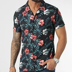 Acheter 🛒 Chemise Manches Courtes Imprimé Floral 2370 Noir de LBO 💯