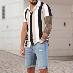 Acheter 🔔 Chemise Manches Courtes A Rayures 2371 Noir Blanc Beige de LBO 👏 7 Acheter 🔔 Chemise Manches Courtes A Rayures 2371 Noir Blanc Beige de LBO 👏 -France LBO Soldes Boutique lbo 304403 FAB SHALBO 2371 20220615T122310 05