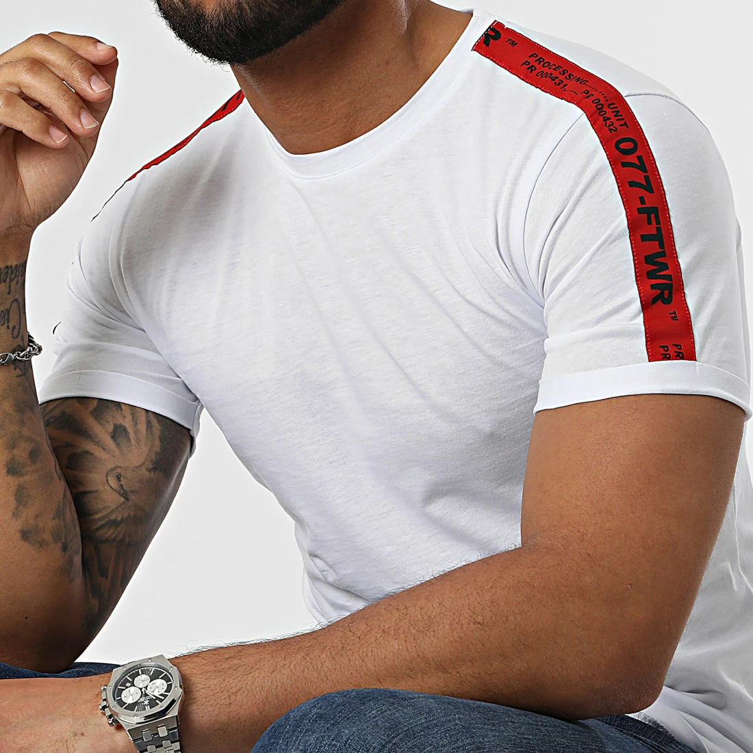 Grosses soldes ❤️ Tee 👕 Shirt Oversize A Bandes 2330 Blanc de LBO ✨ 3 Grosses soldes ❤️ Tee 👕 Shirt Oversize A Bandes 2330 Blanc de LBO ✨