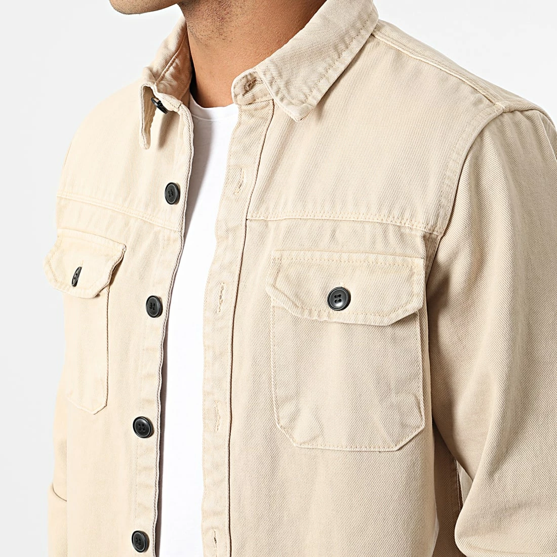 Vente flash 😍 Surchemise En Jean 2110 Beige de LBO 😀 4 Vente flash 😍 Surchemise En Jean 2110 Beige de LBO 😀 – Image 2